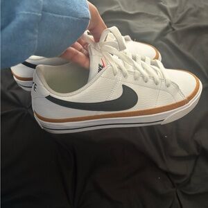 Nike White Sneakers with Black and Brown Accents